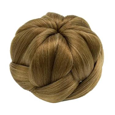 Imagem de IMISSU Cobertura de cabelo trançado chignon dançarina rosquinha apliques scrunchies coque de cabelo peruca updo para mulheres (M1 Mistura de cobre)