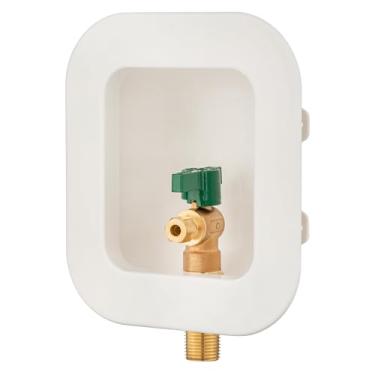 Imagem de (1 pacote) Lidertik 1/2 NPT polegada rosca ou suor caixa de saída pré-montada máquina de gelo 1/10.2 cm caixa de parede de linha de água de geladeira embutida com válvula de desligamento LI-ZBQH-510