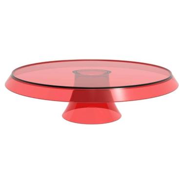 Imagem de Base Porta Bolos Tortas Doces 30cm com Pé Vermelho Transpare