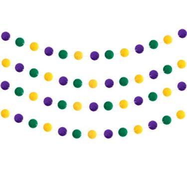 Imagem de Willbond 4 peças de bolas de feltro de lã guirlanda de 128 metros de comprimento, 128 bolas de feltro coloridas de Natal, pompom, guirlandas, faixa para pendurar, decoração de casa, para parede, lareira (cores modernas)