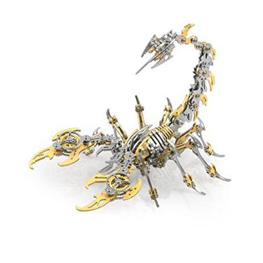Imagem de Metalkitor Scorpion Kits de quebra-cabeças de metal 3D para adultos e adolescentes, 454 peças, modelos de montagem mecânica, 4 horas para construir, decorações (dourado)