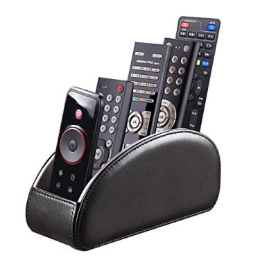 Imagem de Ayunga Remote Control Holder,Desktop Supply Organizer,Edge arc Design,5 Delicate Compartments with High and Low Orderly Distribution,for Storing TV,DVD,Blu-ray,Media Player,Heater Controllers(Black)