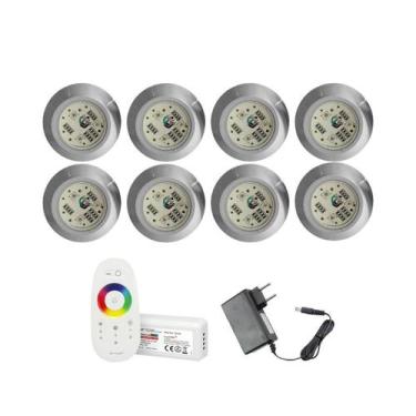Imagem de KIT 8 LED 9W RGB CENTRAL E FONTE 12v P ILUMINAÇÃO PISCINA - BRUSTEC NP