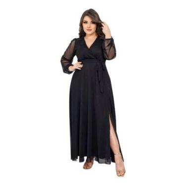 Imagem de Vestido Feminino Tule Com Manga Longa Mod Plus Size - Casual Dress, Pr