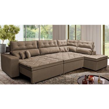 Imagem de Sofá de Canto Retrátil e Reclinável Direito 3,00x2,36m Molas Cama inBox Espanha. Velusoft