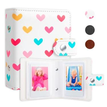 Imagem de Mini álbum de 52 quadros para filme de 2x3 polegadas - Álbum pequeno para câmeras instantâneas Fuji Instax Mini 12 11 9 8 7 40, fotos Polaroid Hi-Print e porta-cartões de fotos Kpop (Branco)