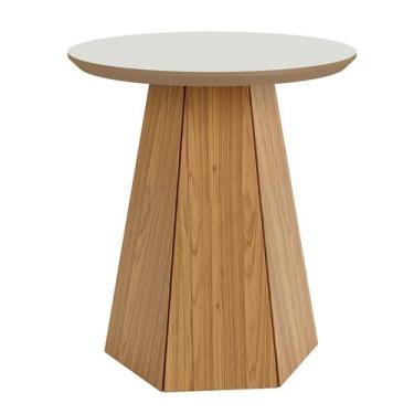 Imagem de Mesa Lateral Redonda Brianna Freijó e Off White - Dalla Costa