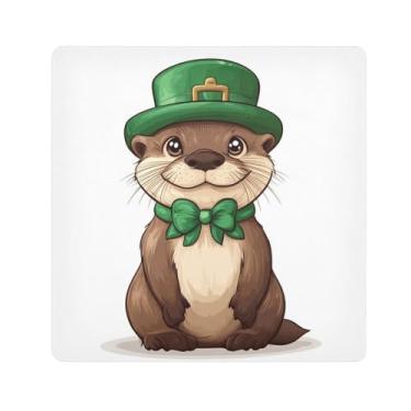 Imagem de Joisal Bolsa para câmera Bat Red Eye preta antiarranhões macia dobrável bolsa de maquiagem Magic Wrap 35 x 35 centímetros, Lontra do Dia de São Patrício, 21.7x21.7in, Durável, exclusivo