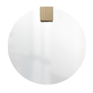 Imagem de Espelho Decorativo Redondo Com Aplique Retangular Pinus Incolor