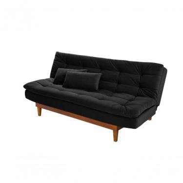 Imagem de Sofá Cama Dubai 3 Lugares Império Reclinável Casal Pés Madeira Espuma Especial D33 Madero Preto 381