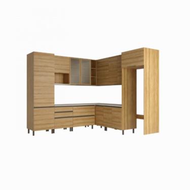 Imagem de Cozinha Bartira Cristal 14 Portas, 3 Gavetas 301,8cm Largura Lâmina Mel