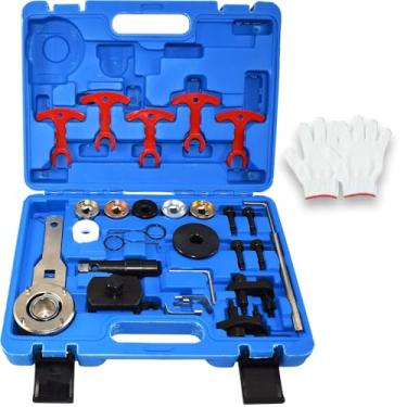 Imagem de FINYQBET Kit de Ferramentas de Sincronismo do Motor Virabrequim e Árvore de Cames - Compatível com VW/Audi 1.8 2.0 TSI TFSI - 28 Peças para Reparo Profissional - Inclui Estojo e Luvas