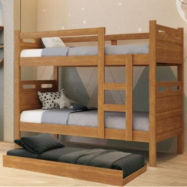 Imagem de Beliche Confortável Compacta MDF Reforçada Com Cama Auxiliar Prática -