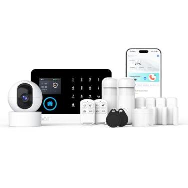 Imagem de Clouree Sistema De Segurança Residencial Com Câmera Hd 2 Mp Wi-Fi, Kit Alarme 13 Peças, Compatível Alexa E Google Assistente, Sem Contrato, Proteção 24 Horas Por Dia, 7 Dias Semana