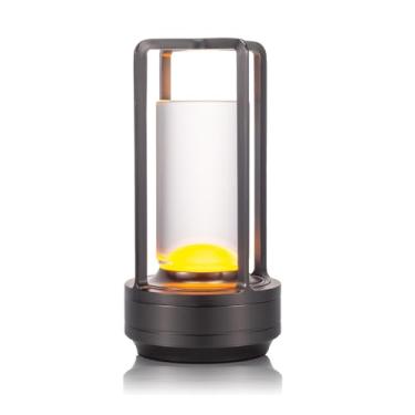 Imagem de MKIIACH Luminária De Mesa Led Sem Fio Recarregável - Luz Portátil À Prova D'Água Com Controle Toque Para Áreas Externas, Camping, Pátio, Quarto, Sala Estar Noite Bateria Longa Duração (Cinza)