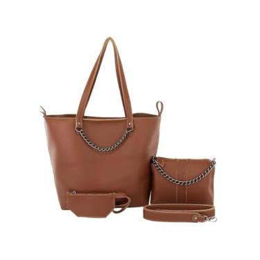 Imagem de Kit Bolsa Feminina Transversal Sacola Necessaire (Caramelo)
