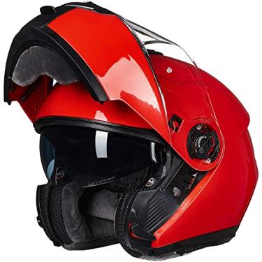 Imagem de ILM Capacete Modular Integral Para Motocicleta Adulto, Dobrável, Com Viseira Dupla, Modelo 159 Aprovado Pela Dot (Vermelho, Pequeno)