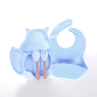 Imagem de Kit Refeição Bebê Introdução Alimentar Infantil Papinha Prato Com Vent