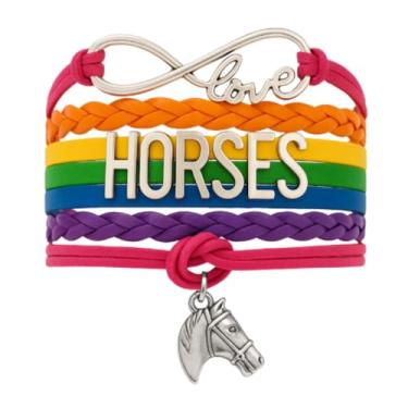 Imagem de Pulseira com pingente de cavalo, joias equestres para amantes de cavalos - Pulseira ajustável de pônei infinito para mulheres, adolescentes e meninas, 5 inches adjustable- fits small to large wrists,