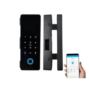 Imagem de Fechadura Digital Porta Vidro App Tuya Biometria Universal - SMART LOC
