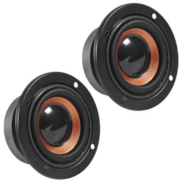 Imagem de DWEII Pacote com 2 alto-falantes de 5 cm, 4 Ohm, 5 W, alto-falantes de baixo redondos de 63 mm, subwoofers amplificadores domésticos DIY, conector coaxial, sem energia, corpo de papel, caixas