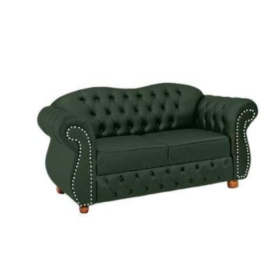 Imagem de Conjunto c/ 2 Namoradeiras Chesterfield Merlo 2 Lugares - Suede Verde 