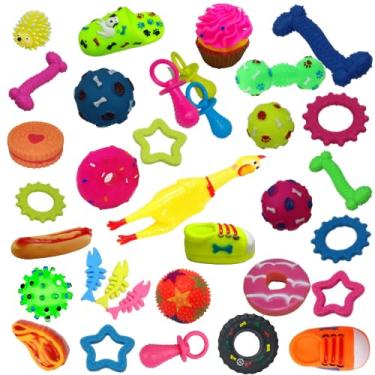 Imagem de Kit 10 Brinquedos Mordedor Cachorro Filhote Anti Estress Pet Galinha Bola Diversos Borracha