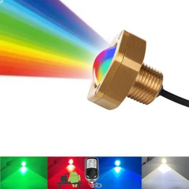 Imagem de NBWDY Rgbw Ip68 Subaquático 1/2 Pol. Npt Barco Drenagem Plug Luz Com App Controle Remoto, Sistema De Resfriamento Inteligente, Anti-Corrosão Bronze Carcaça Barco Marinho Led Luz Para Pesca Natação M