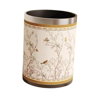 Imagem de YWJLQH Lixeira de couro PU, balde de lixo, cesto de lixo de grande capacidade, lixeira de banheiro para quarto, escritório, casa, estudo, penteadeira, Style F