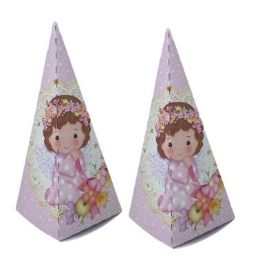 Imagem de 10 Lembrancinha Caixa Cone Batizado Montagem Simples