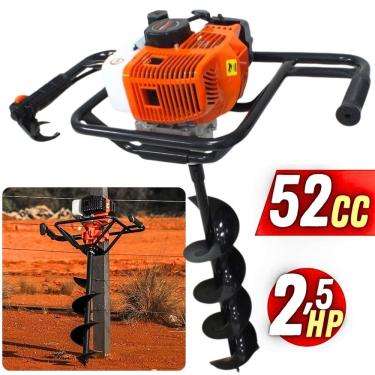 Imagem de Perfurador De Solo Gasolina 52cc Broca 80x15 Vps520s Vulcan Trent p/ Fazer Cerca, Estaca, Assentar Palanque