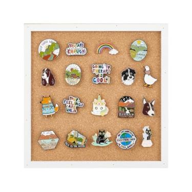 Imagem de BENECREAT Placa quadrada de cortiça com moldura branca, placa de cortiça montada na parede de 2 cm de espessura para armazenamento de broches, decoração de casamento, festivais de casa e escritório,