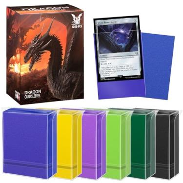 Imagem de YMluky 600 capas para cartas colecionáveis – 6 cores, tamanho padrão (66 x 91 mm) serve para MTG, Yugioh, TCG, Magic, Sports e Game Cards (estilo 2)