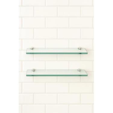 Imagem de Suporte Porta Shampoo De Vidro Incolor Banheiro Luxo 2 PÇS 40CMX10CMX6