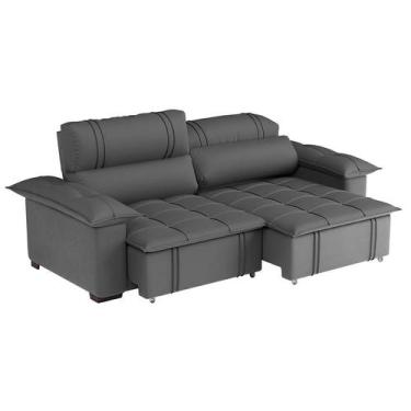 Imagem de Sofá 4 Lugares Retrátil e Reclinável Zurique Suede Cinza - Modern
