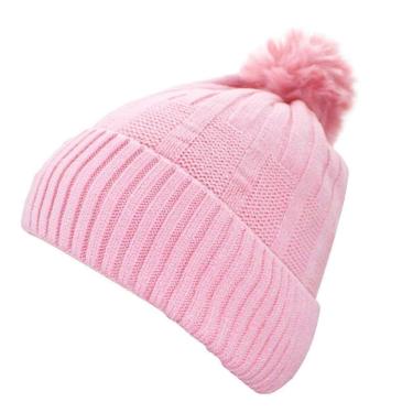 Imagem de Touca Gorro Adulto Peluciada Rosa Pompom Tamanho Único