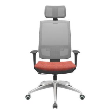 Imagem de Cadeira Office Brizza Tela Cinza Com Encosto Assento Concept Rose Rela