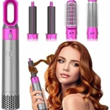 Imagem de Escova Modeladora de Cabelo Multifuncional, Secador com Controle de Temperatura,com Cabeç a Removível e Filtro Traseiro, Kit 5 em 1 Secador Modelador Escova de Cabelo Alisadora Elétrica 220v