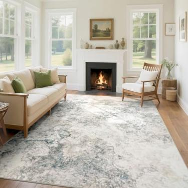 Imagem de Asrug Tapete abstrato grande 20 x 3 metros - Tapete moderno antiderrapante, tapete de sala de estar, quarto, cozinha, lavável na máquina, 20 x 25 cm, decoração de piso interior macio fácil de limpar