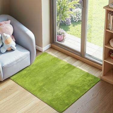 Imagem de jinchan Tapete de pelúcia maciço, 5,5 x 7,5 cm, lavável, tapete de entrada, macio, moderno, de lã sintética, aconchegante, antiderrapante, para sala de estar, quarto de criança, quarto, berçário