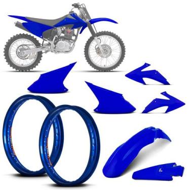 Imagem de Kit Plástico Crf 230f 2008 À 2014 + Par de Aros Pro Tork, Azul