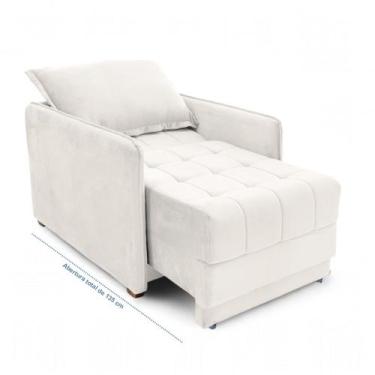 Imagem de Poltrona Cama Reclinável Retrátil Viena Veludo Bege Claro - Loja Sheep