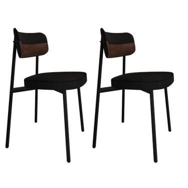 Imagem de Cadeira Alloa Fixa C/4 Pés 50 X 44,7 X 83,8 Cm C/2 Un. Corriente Preto/courino Whisky Corriente Preto/courino Whisky