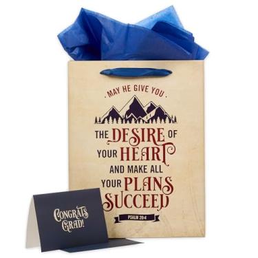 Imagem de Gift Bag w/ Card LG Portrait Beige/Blue Desire of Your Heart Grad Ps. 20:4