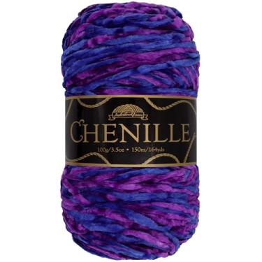Imagem de Fio de chenille JubileeYarn - Peso penteado - 100 g/novelo - Elysium - veludo multicolorido variegado - fio de crochê e tricô - 1 novelo