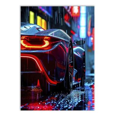 Imagem de Placa Decorativa Carro Esportivo Futurista Lanterna Angulo Decoração Poster Quarto Sala