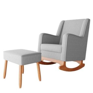 Imagem de Poltrona De Amamentação Com Balanço E Puff Aquila Cinza - Ideal - FRAT