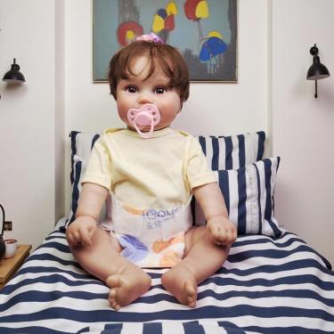 Imagem de WKMRH Bebê reborn Realista,Original Abra olhos Boneca Reborn Menina Pintura inteiro silicone Lavável