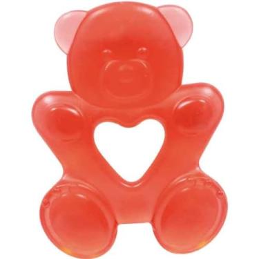 Imagem de Mordedor Massageador Gengiva Água Macios Bebê urso vermelho