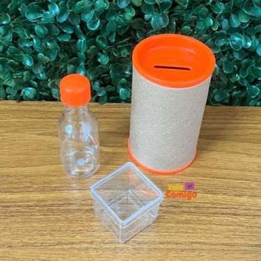 Imagem de Kit Festa 60 Lembrancinhas Acrícilico Caixinhas Cofrinhos e Garrafinhas - Fala Comigo (Laranja)